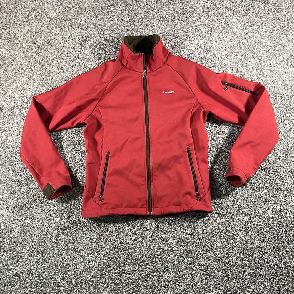 Columbia Titanium Womens Medium Red Softshell Full Zip Jacket Outdoor Hiking